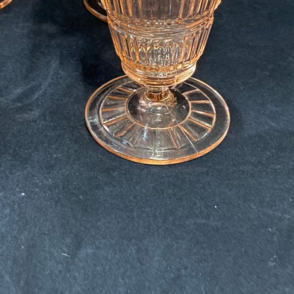 Vtg Pink Beehive Hazel Atlas Depression Glass Ice Tea Goblets Sundae Tumbler 4 - Picture 10 of 14